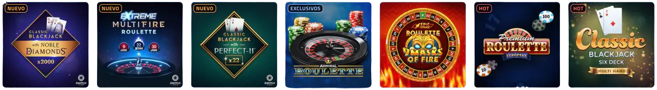 Juegos de mesa en AdmiralBet Casino