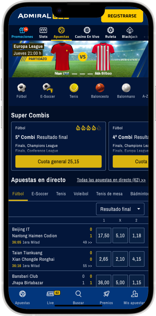 Cómo apostar en AdmiralBet